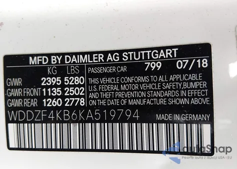 2019 Mercedes-Benz E 300 4Matic z USA, uszkodzony, nr VIN WDDZF4KB6KA519794